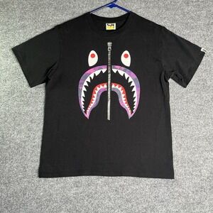 Vintage Y2K Bape A Bathing Ape T-shirt Size M Single Stitch Purple Camo Shark